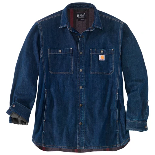 Carhartt Denim Fleece Lined Snap Front Shirt - Hemd -Kletterausrüstung carhartt denim fleece lined snap front shirt hemd