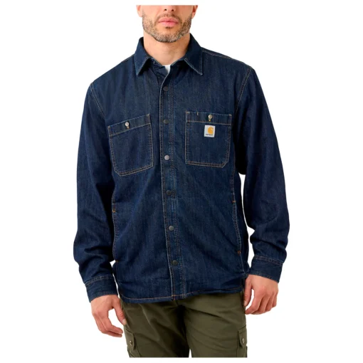 Carhartt Denim Fleece Lined Snap Front Shirt - Hemd -Kletterausrüstung carhartt denim fleece lined snap front shirt hemd detail 2