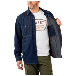 Carhartt Denim Fleece Lined Snap Front Shirt - Hemd -Kletterausrüstung carhartt denim fleece lined snap front shirt hemd detail 4